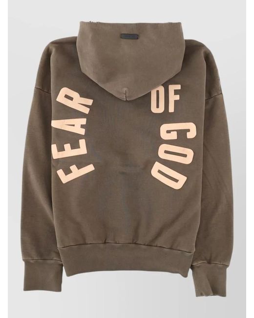 Fear Of God Brown Hooded Sweatshirt Back Graphic Kangaroo Pocket for men