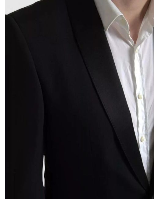 Dolce & Gabbana Blue Wool Silk Slim-Fit Single-Breasted Blazer for men