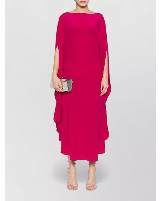 Gianluca Capannolo Pink Silk Midi Dress Cape Sleeves Draped Slit