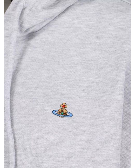 Vivienne Westwood White Hooded Knit Sweatshirt Drawstring Ribbed Cuffs Hem