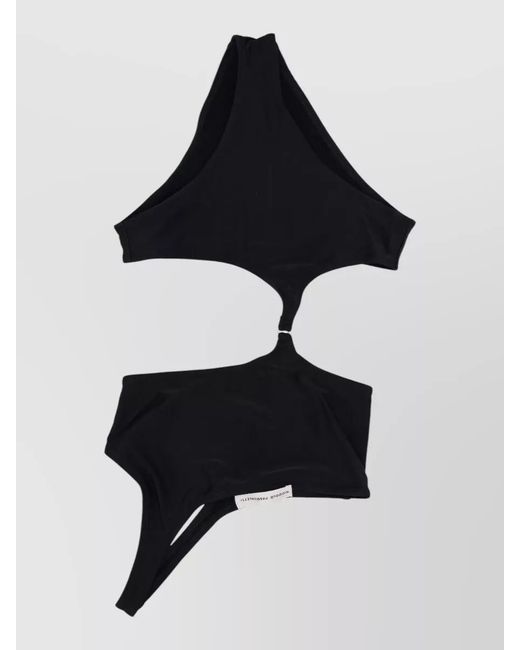 Niccolò Pasqualetti Black Bikini One Shoulder Cut Out Ring Detail