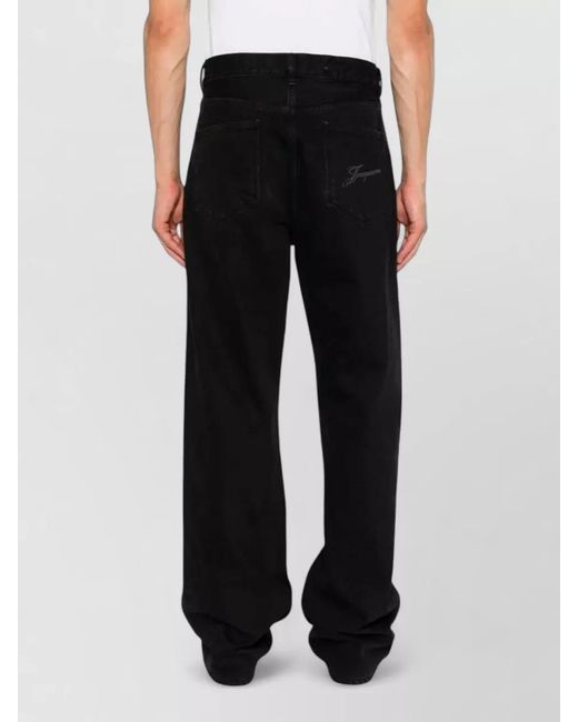 Jacquemus Black Straight Leg Denim Trousers Belt Loops for men