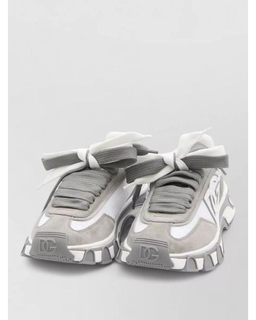 Dolce & Gabbana Gray Leather Low-Top Sneakers for men