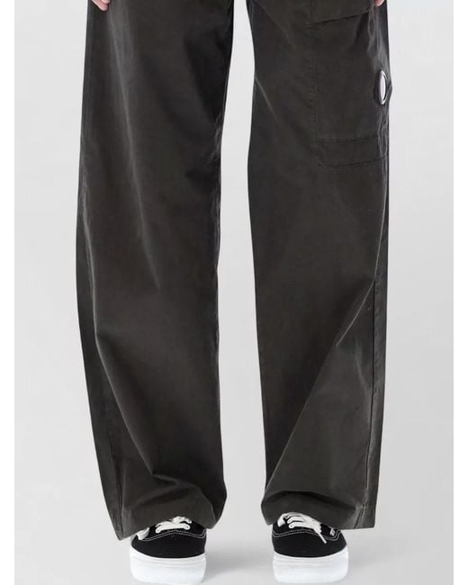 C P Company Black Micro Reps Pleated Cargo Trousers for men