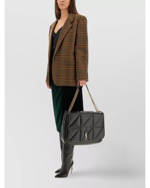 Saint Laurent Brown Wool Check Single-Breasted Blazer