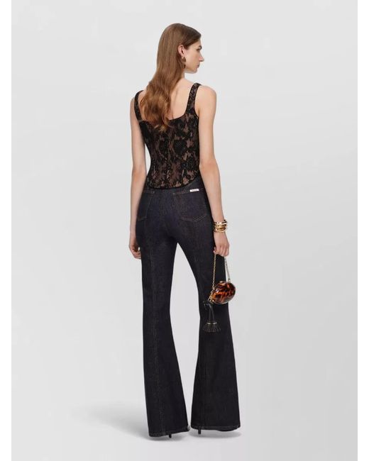 Self-Portrait Black Lace Corset Top Square Neckline Sleeveless