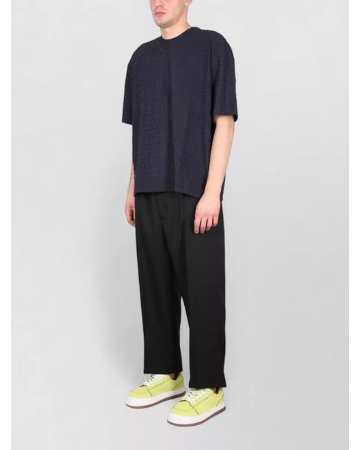 Sunnei Blue Crew Neck T Shirt Crossbar Texture for men