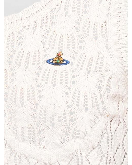 Vivienne Westwood Natural Lace Cropped Cotton Knit Vest Top
