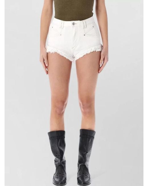 Isabel Marant Multicolor Denim Fringed Mini Shorts