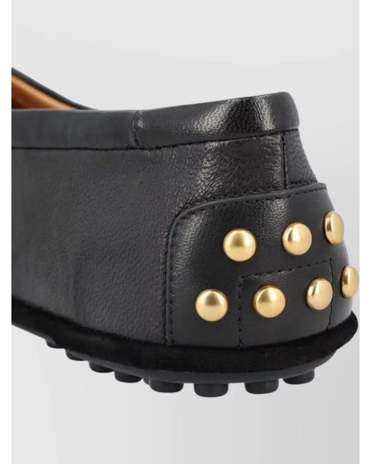 Tod's Gray Leather Studded Ballerina Flats