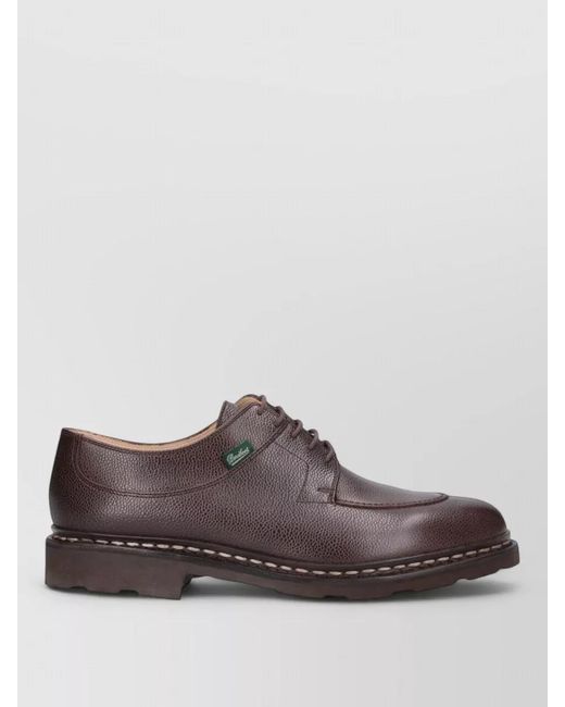 Paraboot Brown Derby Shoes Lightweight Design Textured Leather Sole for men