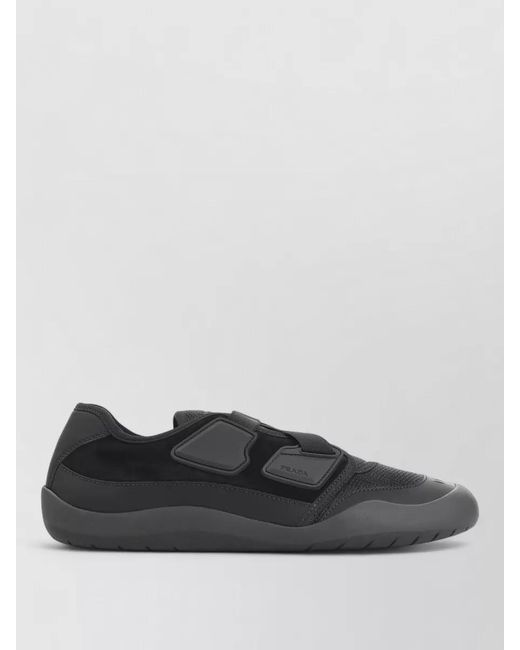 Prada Black Speedrock Sneakers Mesh Suede Straps Sole for men