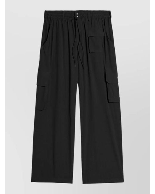 Y-3 Black Wide Leg Cargo Trousers Elastic Waistband