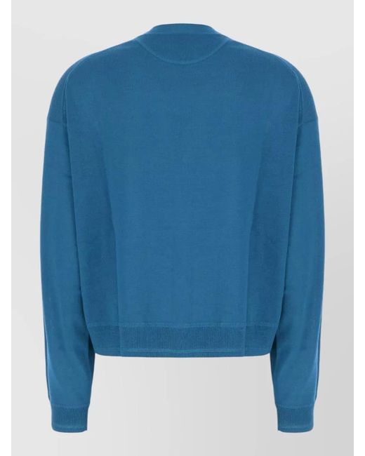 Paul Smith Blue Knit Top V Neckline Long Sleeves