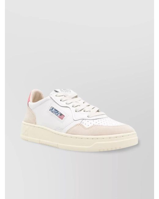 Autry White Low Leather Sneakers With Contrast Heel Tab