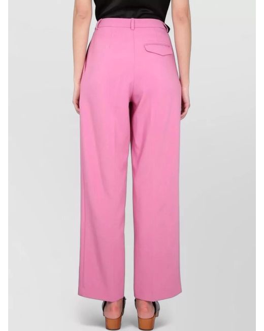Alysi Pink Tailored Pants Straight Cut Pleats Belt Loops