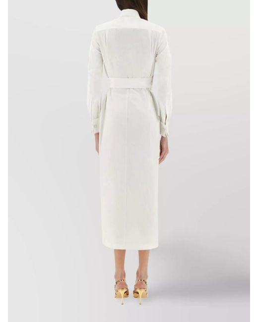 Max Mara White Slim-Fit Cotton Midi Dress