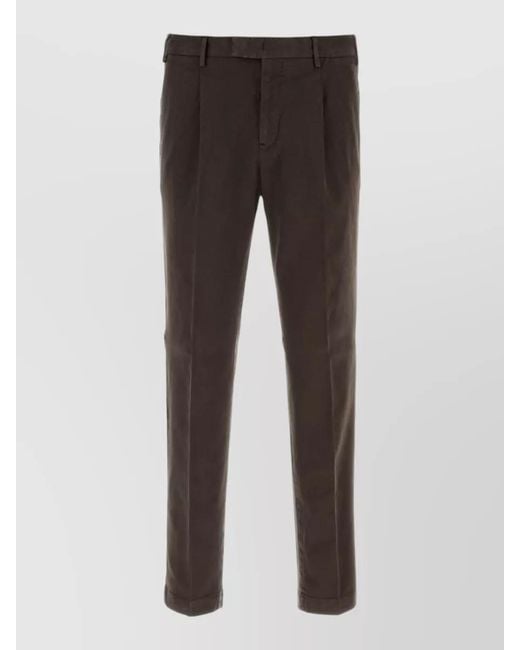 PT Torino Gray Stretch Cotton Pants Back Pockets Detail for men