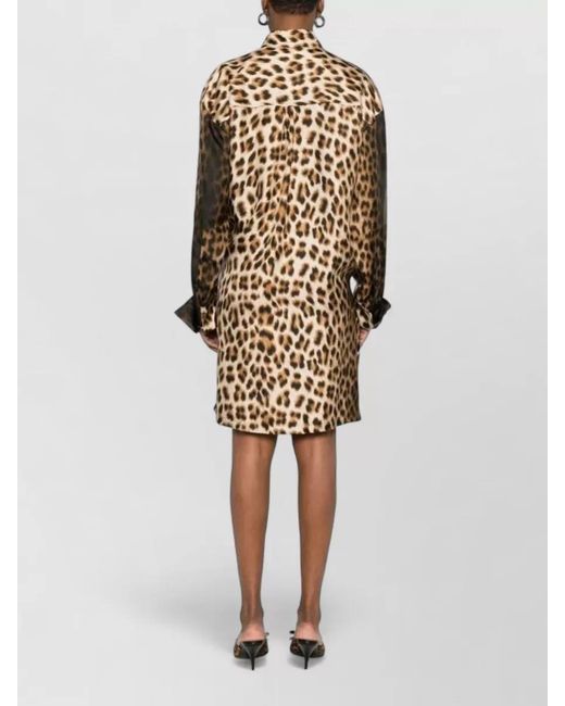 Sportmax Natural Silk Leopard-Print Lace-Trim Knot-Detail Midi Dress