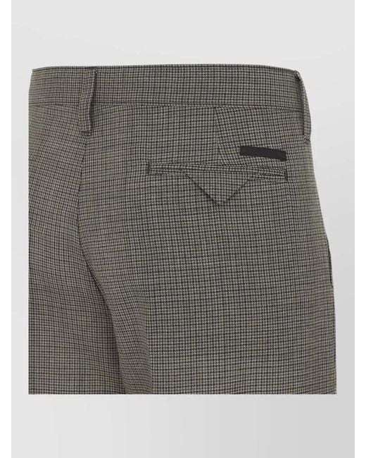 Prada Gray Checked Tailored Suit Trousers Belt Loops Pleats for men