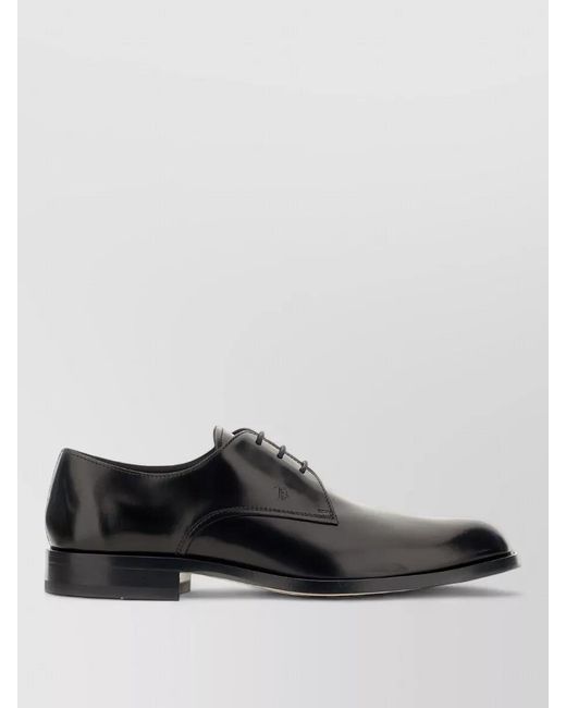Tod's Gray Leather Lace Up Derby Shoes Almond Toe for men