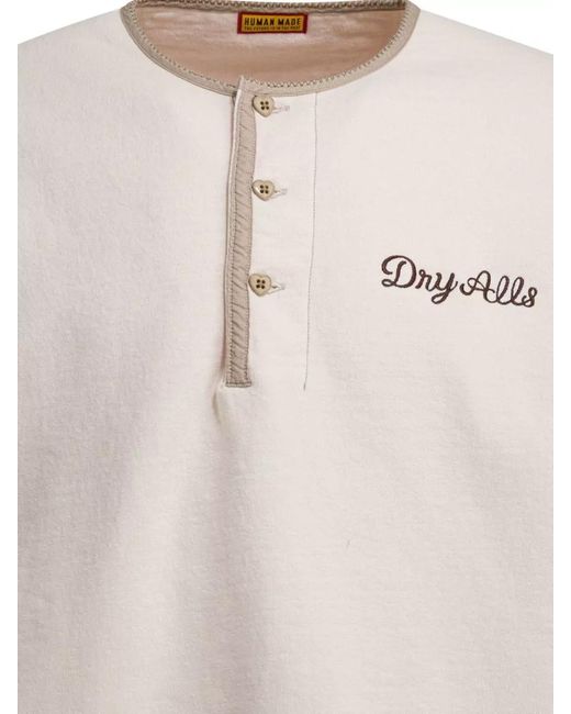 Human Made Natural Henley Neck Sweatshirt Ribbed Cuffs Design for men