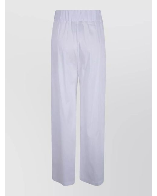 Semicouture White Johnny Pleated Popeline Cotton Wide Trousers