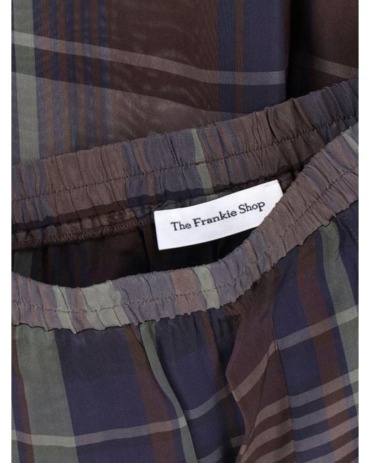 Frankie Shop Gray Straight Leg Pants Plaid Pattern Style