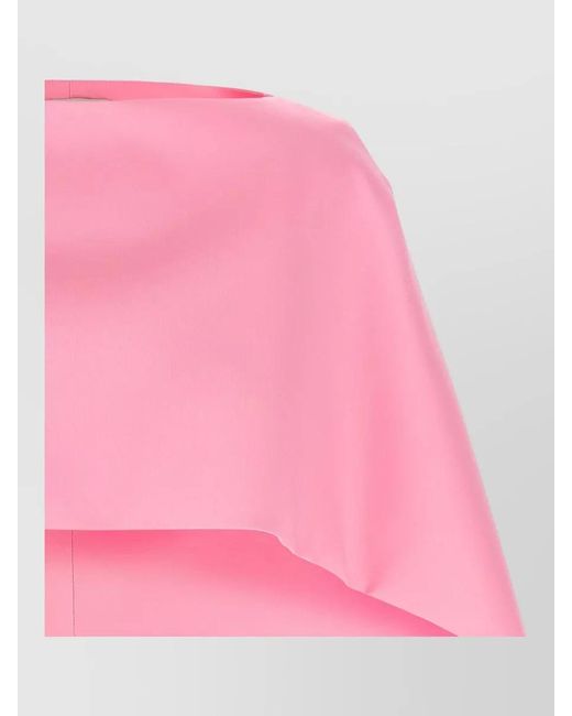 Alberta Ferretti Pink Short Mantle Top Round Neckline Sleeves
