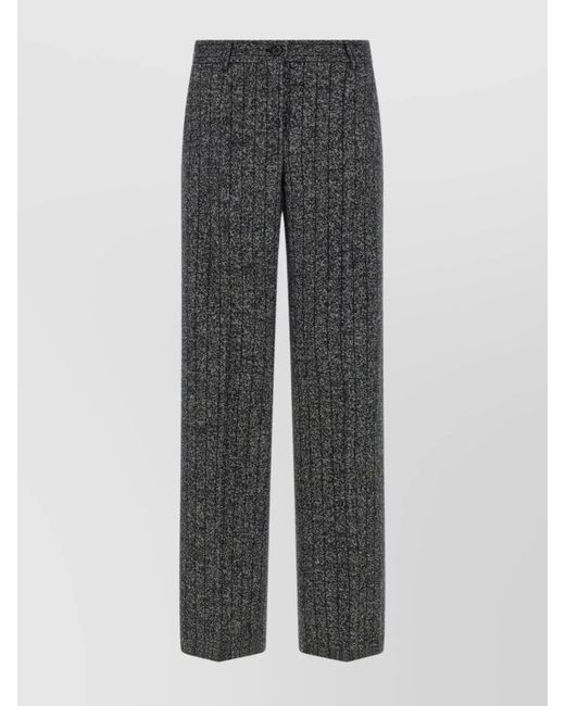 Dolce & Gabbana Gray Striped Straight-Leg Trousers