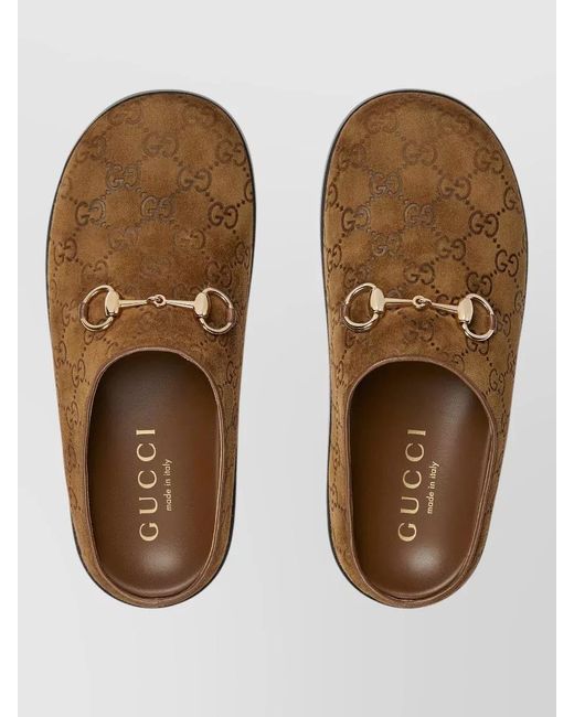 Gucci Brown Mule Flat Sole Tone Hardware
