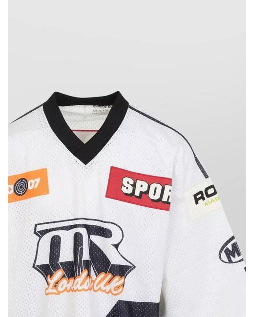 Martine Rose Blue Hockey V Neck Mesh Graphic Shirt for men