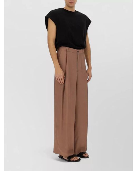 Dries Van Noten Brown High Waist Tailored Wide Leg Pants for men