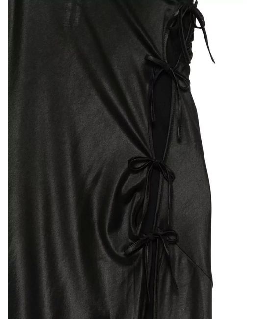 Rick Owens Black Long One Shoulder Satin Tie Dress