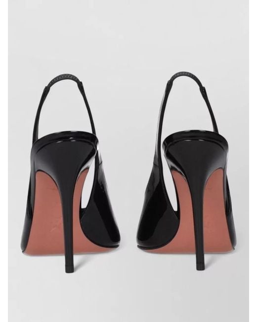 AMINA MUADDI Black Patent Leather Stiletto Sandals