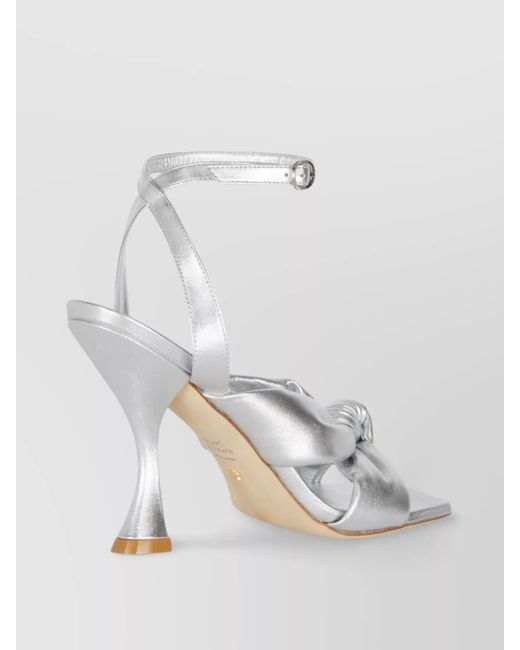 Stuart Weitzman White Leather Knotted Ankle-Strap Sandals