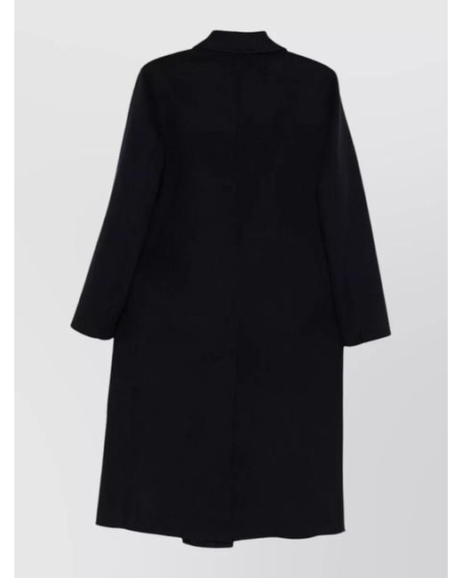 Paltò Black Arianna Wool Double Breasted Long Coat