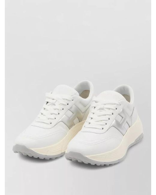 Hogan White Hi Fi Platform Sneakers Leather Detail