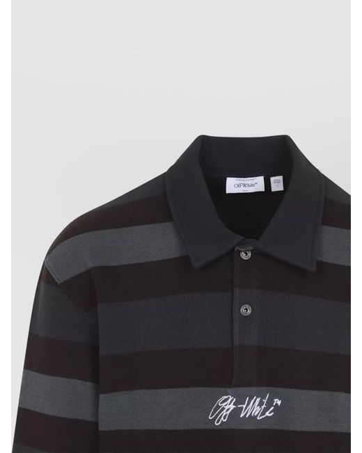 Off-White c/o Virgil Abloh Blue Stripe Long Sleeve Polo Regular Fit for men