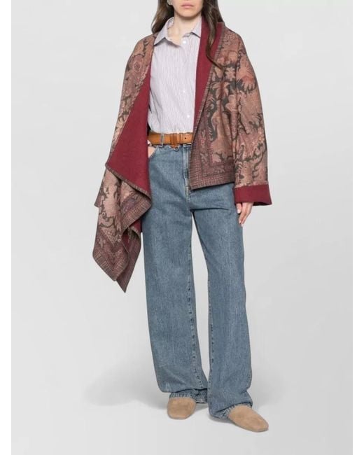 Pierre Louis Mascia Multicolor Wool Floral Print Draped Asymmetric Cape for men