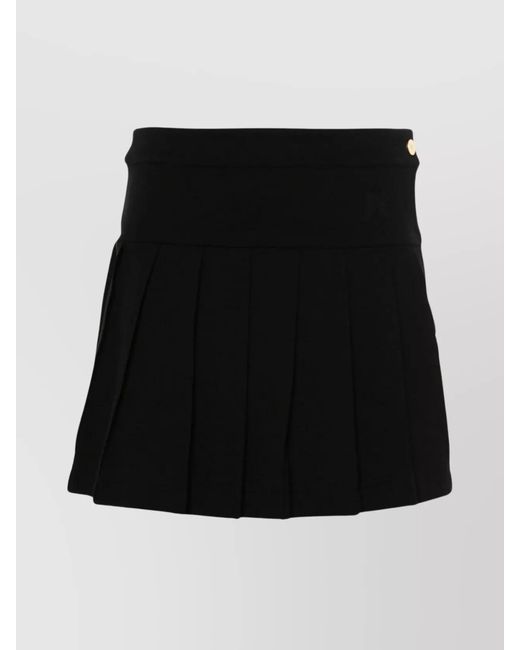 Palm Angels Black Cotton Pleated Monogram Mini Skirt