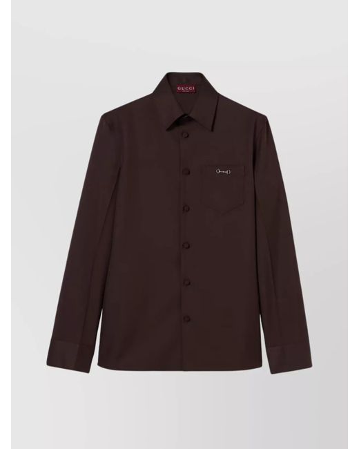 Gucci Brown Polyester Twill Regular-Fit Shirt for men