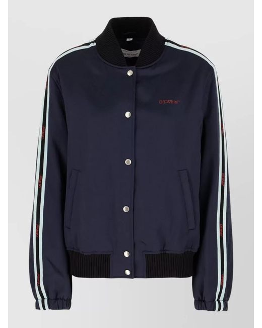 Off-White c/o Virgil Abloh Blue Acetate Blend Padded Bomber Jacket