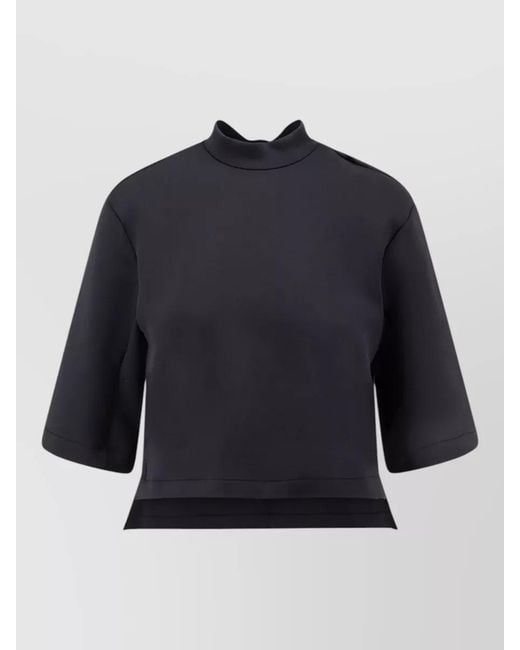 Moncler Genius Blue Asymmetric Short-Sleeve Crew-Neck Top