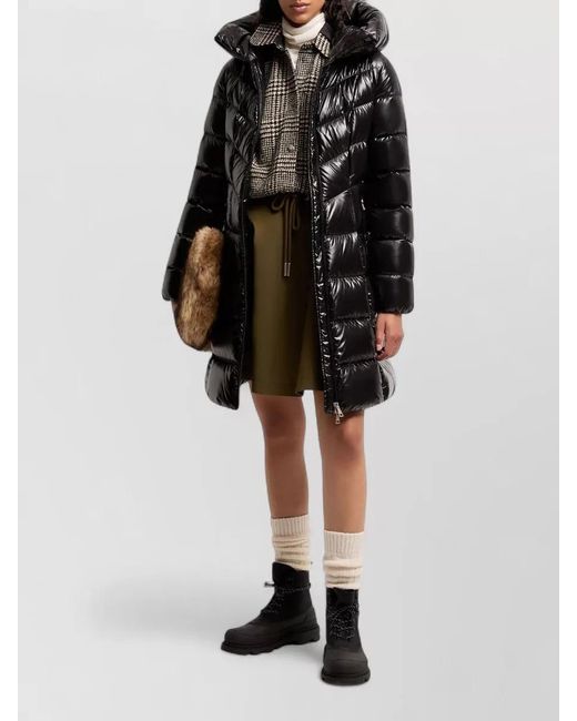 Moncler Black Down Hooded Slim-Fit Mid-Length Puffer Jacket