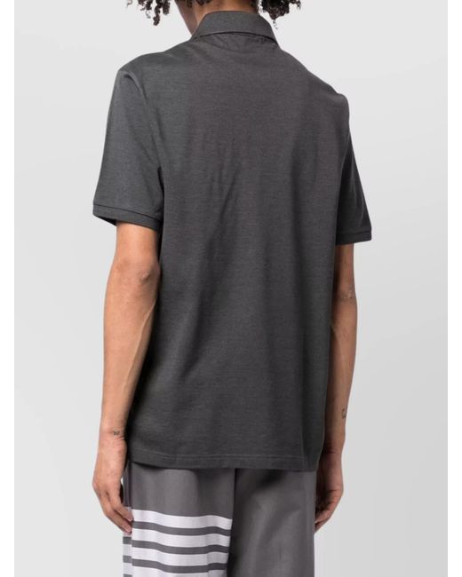 Thom Browne Black Cotton Short-Sleeve Polo Shirt for men