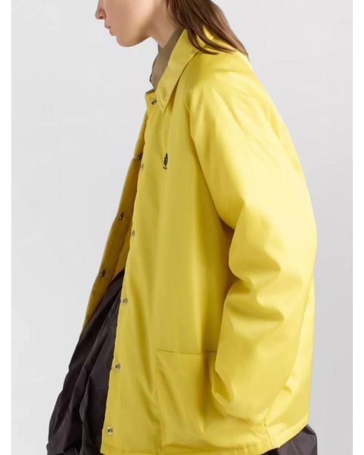 Prada Yellow Collared Coat Front Pockets Long Sleeves