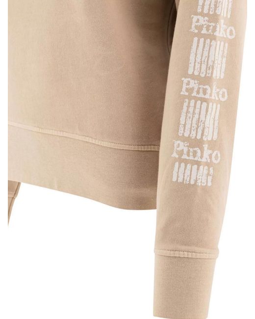 Pinko Natural Cotton Logo Print Sweatshirt