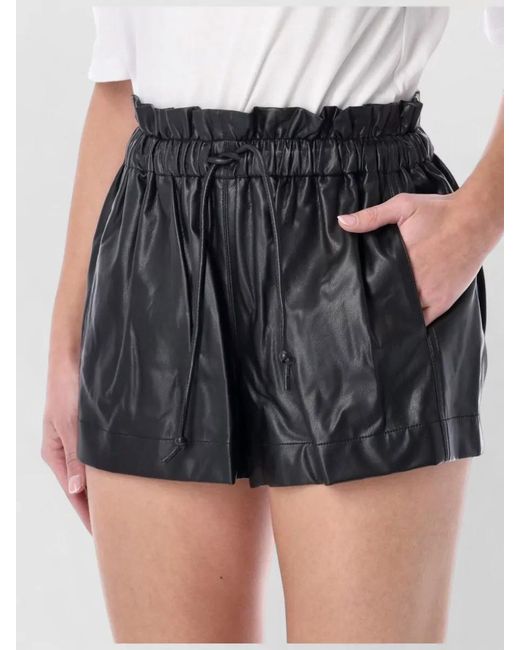 Isabel Marant Black Faux Leather Relaxed-Fit Shorts