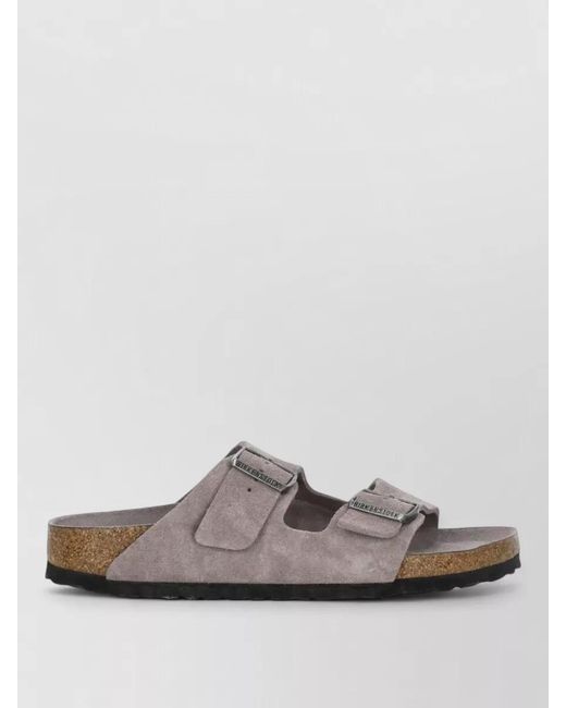 Birkenstock Gray Flat Suede Leather Sandals Open Toe